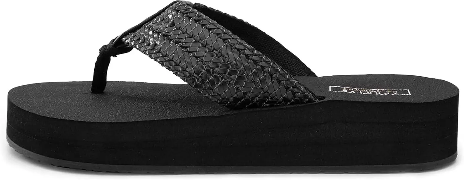 Yellow Box Women's Misha Flatform Sandal, Round Toe, 1.25 Inch Heel, 1 Inch Platform, Comfortable Flip-Flop