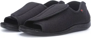 Yytcsjz Mens Diabetic Shoes Edema Slippers, Adjustable Strap Comfortable Orthopedic Wide Footwear Open Toe Sandals Easy On Off for Diabetic and Edema Elderly (Color : Black, Size : 7.5)