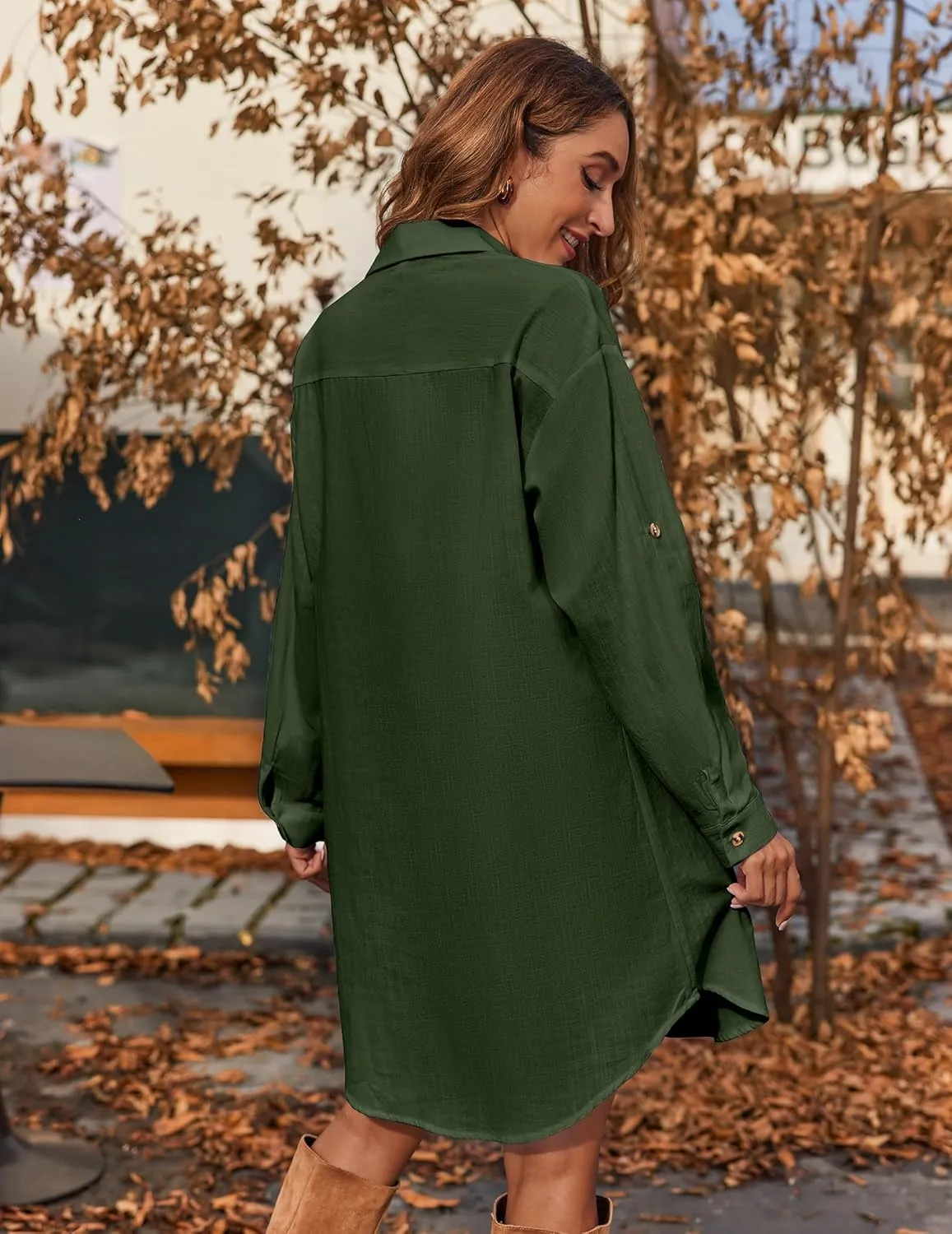 Zeagoo Women Summer Dress Cotton Linen Shirt Dress Button Down Tunic Dress Beach Cover Up Dress