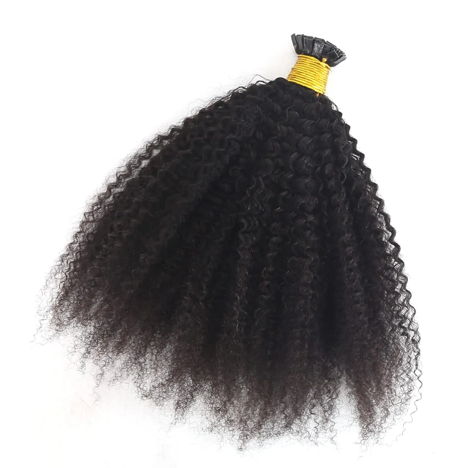 ZigZag Hair Afro Kinky Curly Flat Tip Human Hair Extensions 4B 4C Flat Tip Keratin Hair Extensions 100strands Hair Extensions Fusion Human Hair Natural Color (4B 4C, 16 Inch)