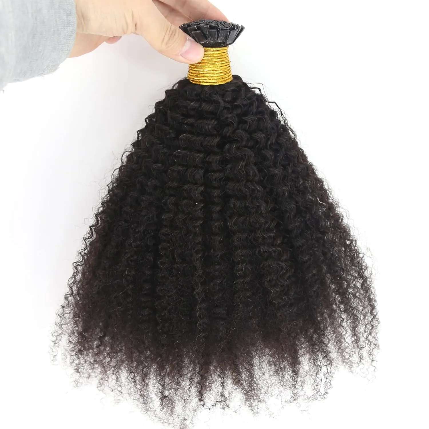 ZigZag Hair Afro Kinky Curly Flat Tip Human Hair Extensions 4B 4C Flat Tip Keratin Hair Extensions 100strands Hair Extensions Fusion Human Hair Natural Color (4B 4C, 16 Inch)