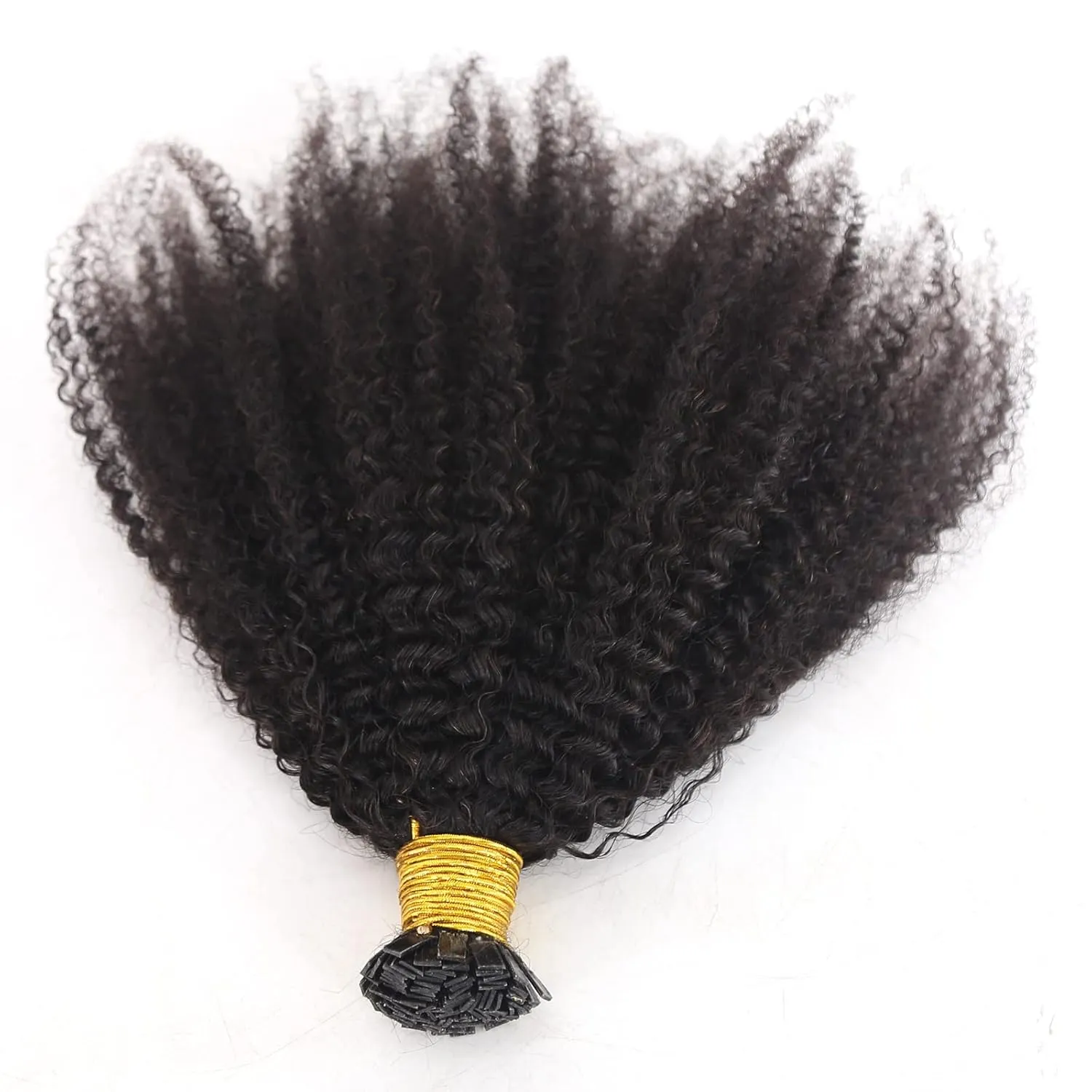 ZigZag Hair Afro Kinky Curly Flat Tip Human Hair Extensions 4B 4C Flat Tip Keratin Hair Extensions 100strands Hair Extensions Fusion Human Hair Natural Color (4B 4C, 16 Inch)