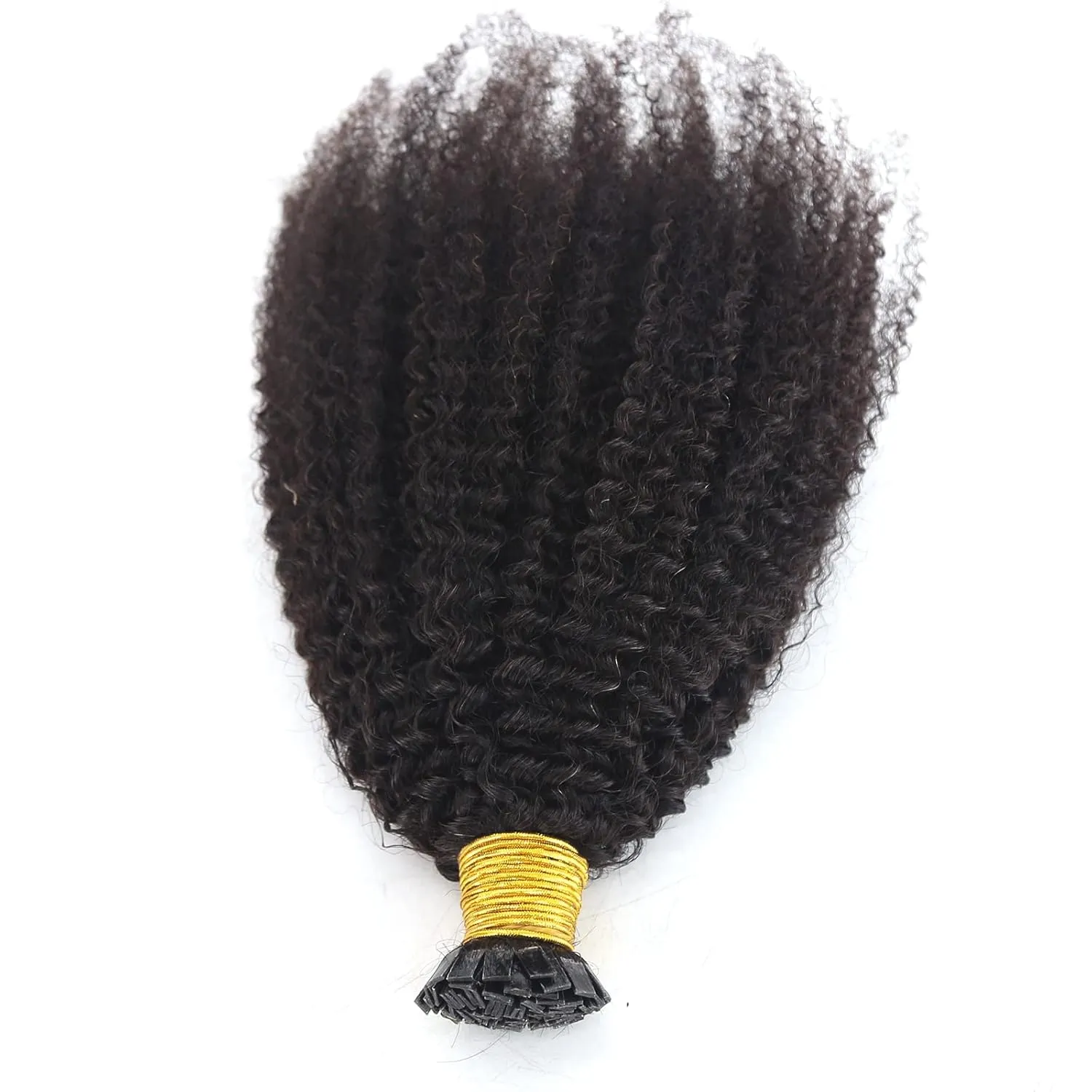 ZigZag Hair Afro Kinky Curly Flat Tip Human Hair Extensions 4B 4C Flat Tip Keratin Hair Extensions 100strands Hair Extensions Fusion Human Hair Natural Color (4B 4C, 16 Inch)