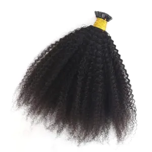 ZigZag Hair Afro Kinky Curly Flat Tip Human Hair Extensions 4B 4C Flat Tip Keratin Hair Extensions 100strands Hair Extensions Fusion Human Hair Natural Color (4B 4C, 16 Inch)