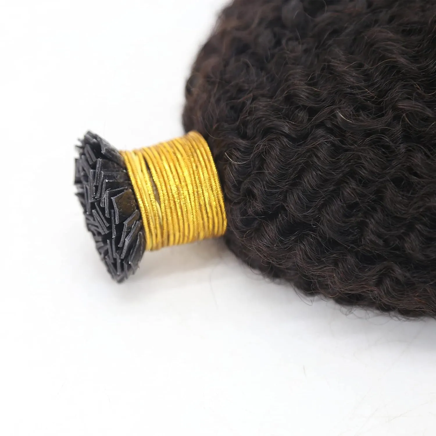 ZigZag Hair Afro Kinky Curly Flat Tip Human Hair Extensions 4B 4C Flat Tip Keratin Hair Extensions 100strands Hair Extensions Fusion Human Hair Natural Color (4B 4C, 16 Inch)