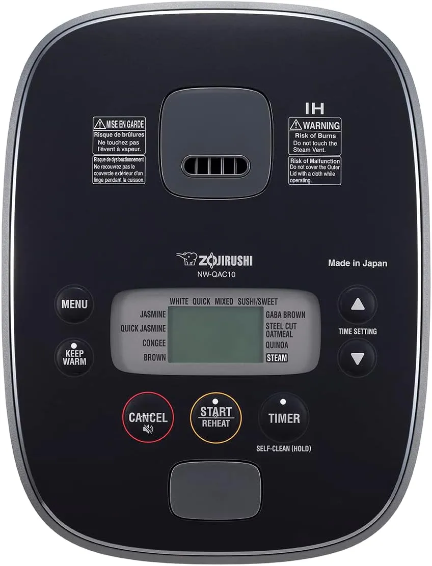 Zojirushi NW-QAC10 5.5-Cup Capacity Flat-Top Induction Cooker and Warmer with Custom Cooking Pan, Double Non-Stick Coating for Easy Clean-Up (Black)