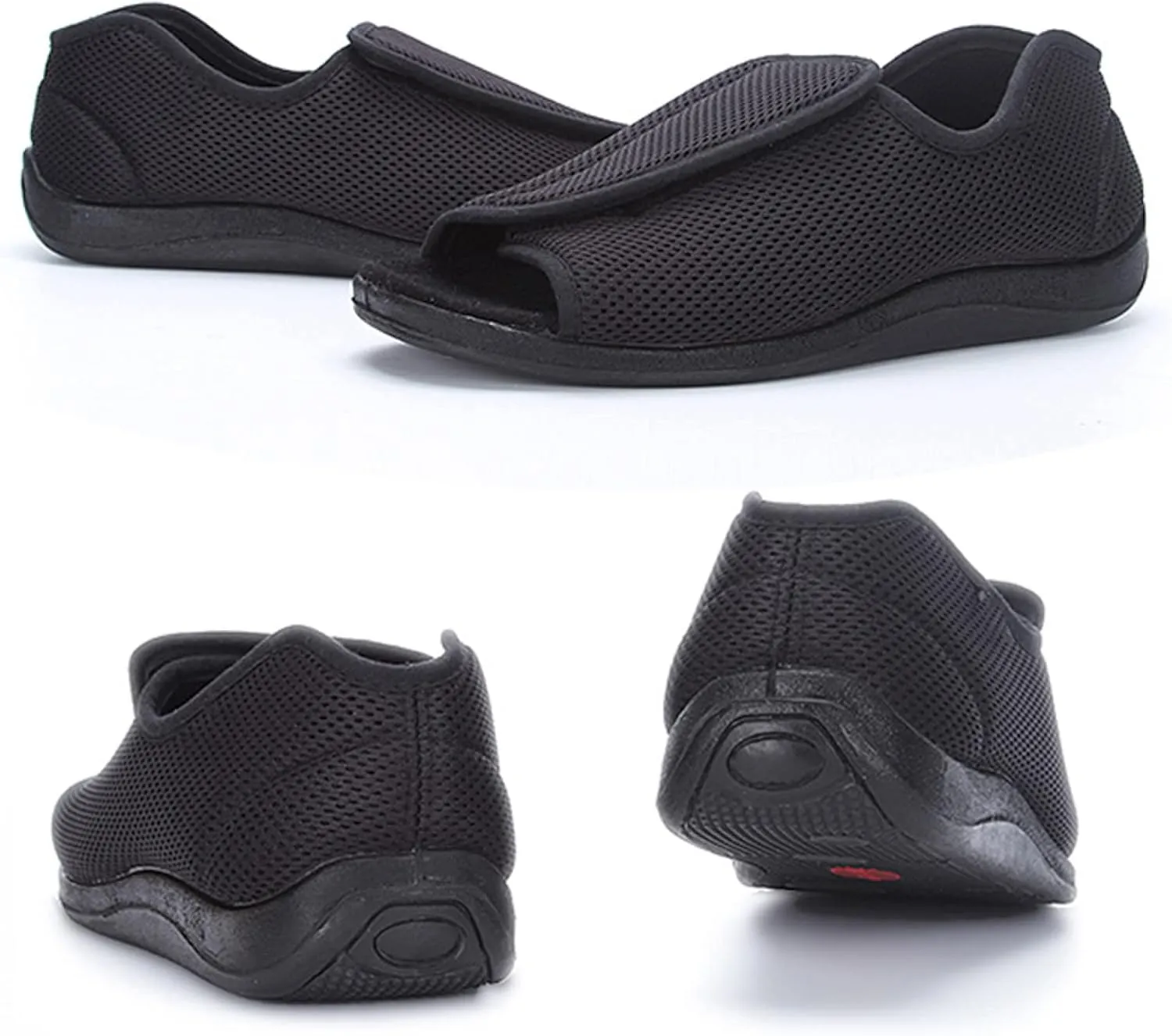 ZXAY Adjustable Arthritis Edema Slippers for Elderly Women,Summer Extra Wide Open Toe Sandals, Adjustable Arthritis Edema Slippers for Seniors,Black,46